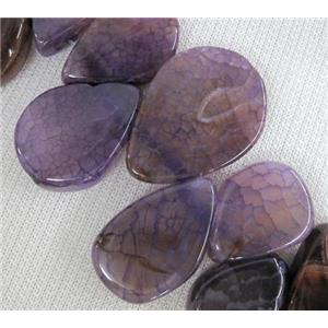 agate stone bead for necklace, teardrop, purple, approx 15x20-20x35mm [GAS777]