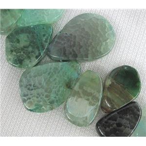 agate stone bead for necklace, teardrop, green, approx 15x20-20x35mm [GAS780]