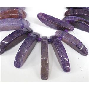 purple agate stick beads, approx 8x38mm-10x52mm [GAS812]