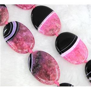 Agate Druzy beads, oval, hotpink, approx 25x35mm [GAS837]