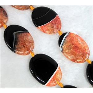 Agate Druzy beads, oval, orange, approx 25x35mm [GAS838]