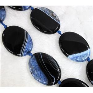 Agate Druzy beads, oval, blue, approx 25x35mm [GAS840]
