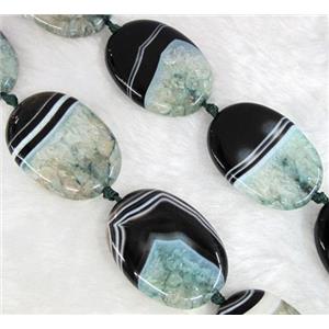 Agate Druzy beads, oval, green, approx 25x35mm [GAS841]