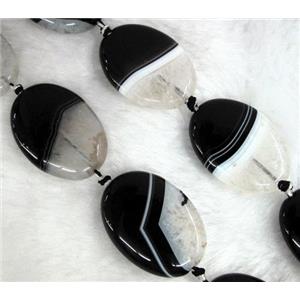 Agate Druzy beads, oval, white black, approx 25x35mm [GAS842]
