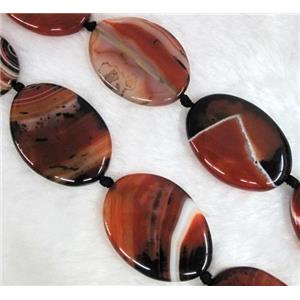red agate stone bead, flat-oval, approx 25x35mm [GAS843]