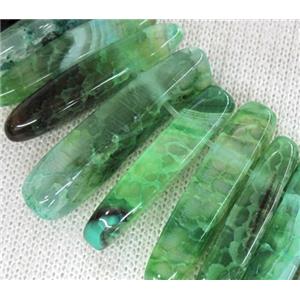 agate stone bead for necklace, stick, green, approx 17-60mm [GAS858]