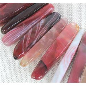 agate stone bead for necklace, stick, pink, approx 17-60mm [GAS859]