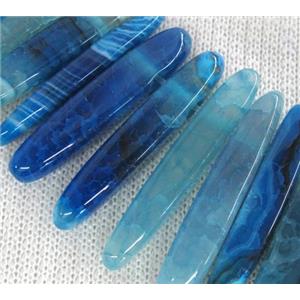 blue agate stone beads, stick, approx 17-60mm [GAS860]