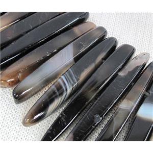 black agate stone bead for necklace, stick, top-drilled, approx 10-60mm [GAS861]
