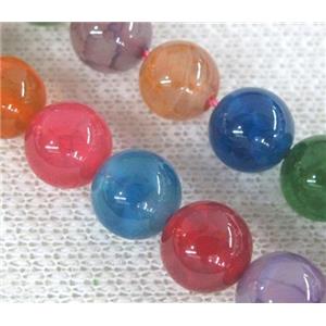 Agate stone bead, round, mixed color, 8mm dia, approx 49pcs per st [GAS877]