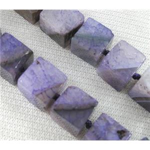 purple agate stone bead, cube, approx 12-15mm [GAS883]