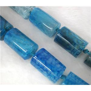 agate stone bead, tube, blue, approx 18-23mm, 12-14mm thickness [GAS888]