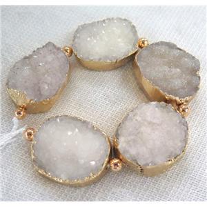 white druzy quartz beads, gold plated, approx 15-35mm [GAS962]