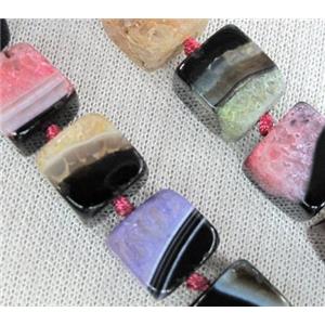 druzy agate stone beads, cube, mixed color, approx 12x12x12mm, 16 inches [GAS978]