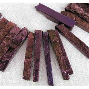 Rock Agate beads, stick, purple electroplated, approx 15-70mm [GAS988]
