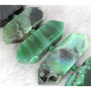 agate beads, point, guidepost, green, approx 12x20-20x40mm [GAS993]