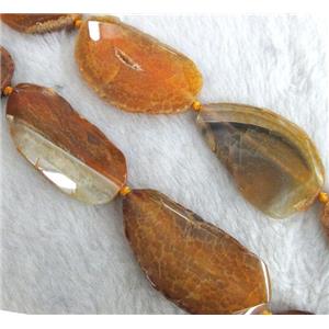 orange agate slab beads, freeform, faceted, approx 15-35mm, 11-13pcs per st [GASA1115-S]