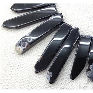 agate stick bead collar, stick, black, top drilled, approx 25-60mm, 15.5 inches [GASA1179]
