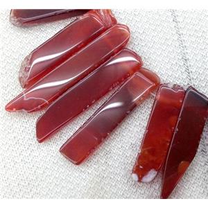 red Agate beads collar, stick, top drilled, approx 25-60mm, 15.5 inches [GASA1180]