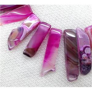 hotpink agate stick beads collar, top drilled, approx 25-60mm, 15.5 inches [GASA1181]