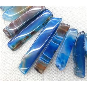 blue agate stick beads collar, top drilled, approx 25-60mm, 15.5 inches [GASA1182]