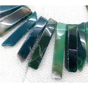 green agate stick bead collar, top drilled, approx 25-60mm, 15.5 inches [GASA1183]