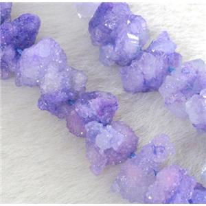 purple druzy quartz beads, freeform, approx 10-20mm, 15.5 inches [GASA1212]