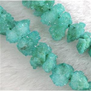 green druzy quartz beads, freeform, approx 10-20mm, 15.5 inches [GASA1215]