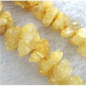 yellow druzy quartz beads, freeform, approx 10-20mm, 15.5 inches [GASA1216]