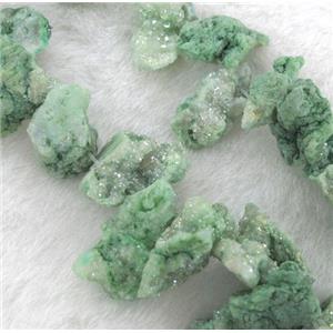green druzy agate beads, freeform, approx 10-20mm, 15.5 inches [GASA1236]