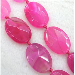 agate beads, faceted oval, hotpink, approx 25x35mm [GASA1285]