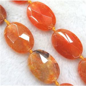 agate bead, faceted oval, orange, approx 25x35mm [GASA1286]