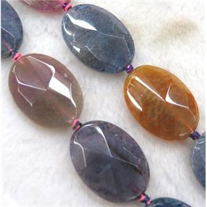 agate beads, faceted oval, mixed color, approx 25x35mm [GASA1287]