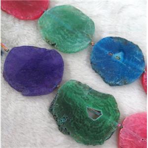 agate beads, flat slab, freeform, mixed color, approx 30-60mm [GASA1293]