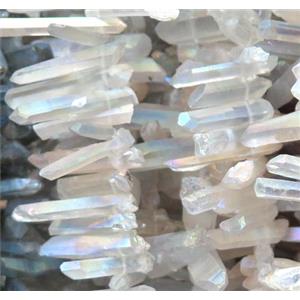 clear quartz bead, stick, white AB-color, approx 15-40mm [GASA1295]