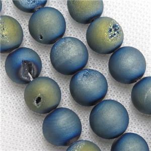 round Druzy Agate Beads, green electroplated, approx 8mm dia [GASA1297-8MM]