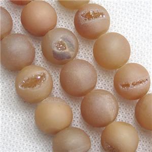 round Agate Druzy Beads, champagne electroplated, approx 12mm dia [GASA1299-12MM]