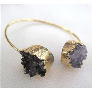 druzy amethyst bracelet, gold plated, approx 10-16mm, 60mm dia [GASA1309]
