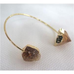 citrine bracelet, point, gold plated, approx 10-16mm, 60mm dia [GASA1313]