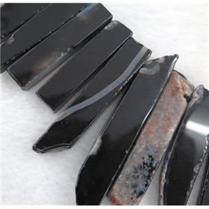 black agate collar beads, stick, top drilled, approx 25-60mm, 15.5 inches [GASA1315]