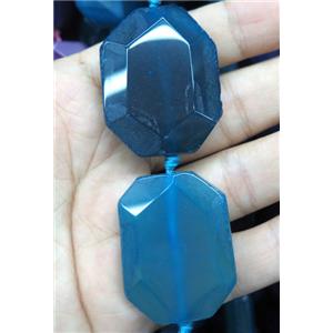 agate beads, faceted rectangle, blue, approx 30-40mm, 15.5 inches [GASA1331]