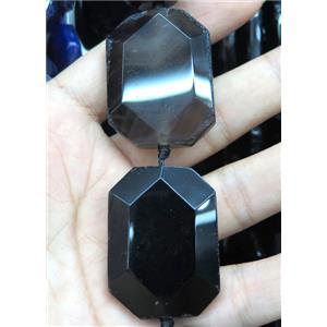 agate beads, faceted rectangle, black, approx 30-40mm, 15.5 inches [GASA1333]