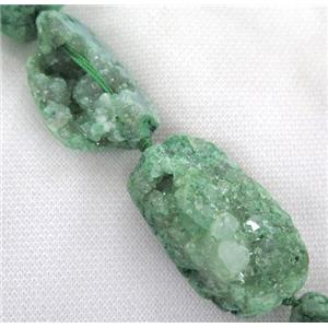 green druzy agate beads, freeform, approx 15-45mm [GASA1335]