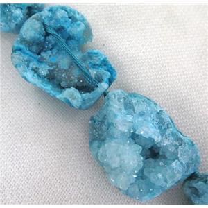 blue druzy agate bead, freeform, approx 15-45mm [GASA1337]