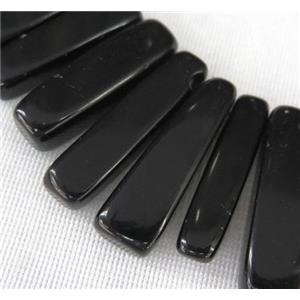 black agate bead for necklace, stick, freeform, approx 15-35mm [GASA1345]