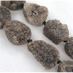 druzy quartz bead, freeform, gray, approx 15-40mm [GASA1355]