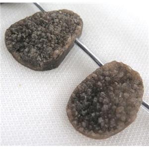 druzy quartz bead, freeform, gray, approx 15-40mm [GASA1356]