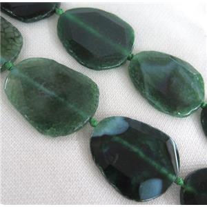 green Agate slice beads, faceted freeform, approx 22-55mm [GASA1397]
