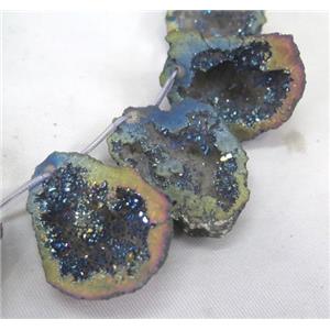 druzy agate beads, freeform, rainbow electroplated, approx 20-50mm [GASA1405]