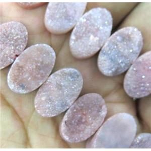 druzy quartz beads, oval, pink, approx 10x16mm, 20pcs per st [GASA1418]